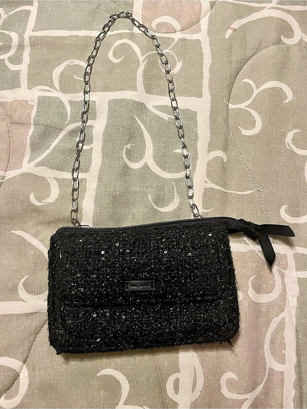 Vera Bradley Black Sequin Chain Strap Clutch